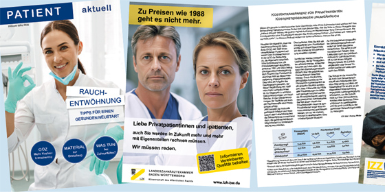 Magazin Patient aktuell zur Auslage im Wartezimmer der Zahnarztpraxen; in dieser Ausgabe mit GOZ-Plakat