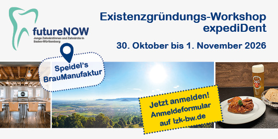 Werbung für Existenzgründungsworkshop expediDent Future Now Veranstaltung im Brauhaus Speidel