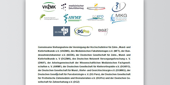 Der Anfang der Stellungnahme mit den Logos aller beteiligten Fachgesellschaften und Organisationen
