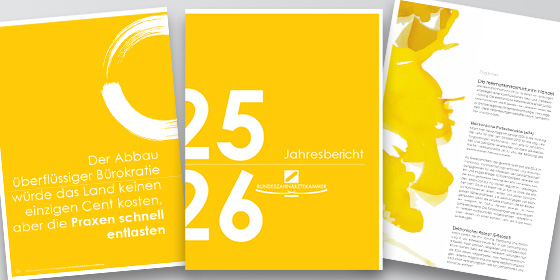 Einige Seiten des BZÄK Jahresberichtes 2025-2026 nebeneinander