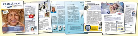 Collage der Einzelseiten des Magazins Praxisteam aktuell Ausgabe Oktober 2026